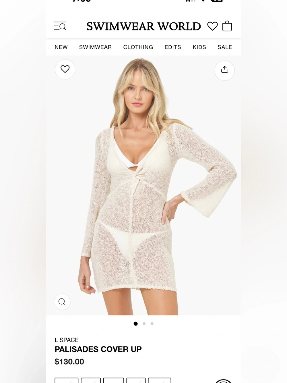 l*space XS Cream Palisades swim, bikini cover up dress - Picture 9 of 9